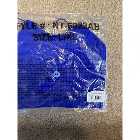 Zenana Phoebe Double Strap Brami Bright Blue Ribbed Seamless Crop Top NT-6023AB - Picture 6 of 6